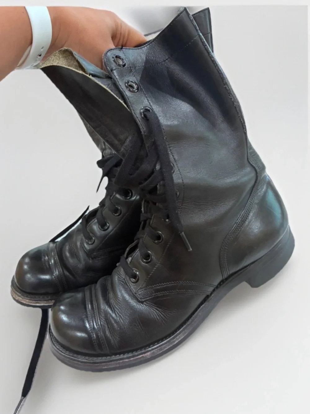 Vintage BFG BF Goodrich Military Combat Boots Black Leather 60s Size 8